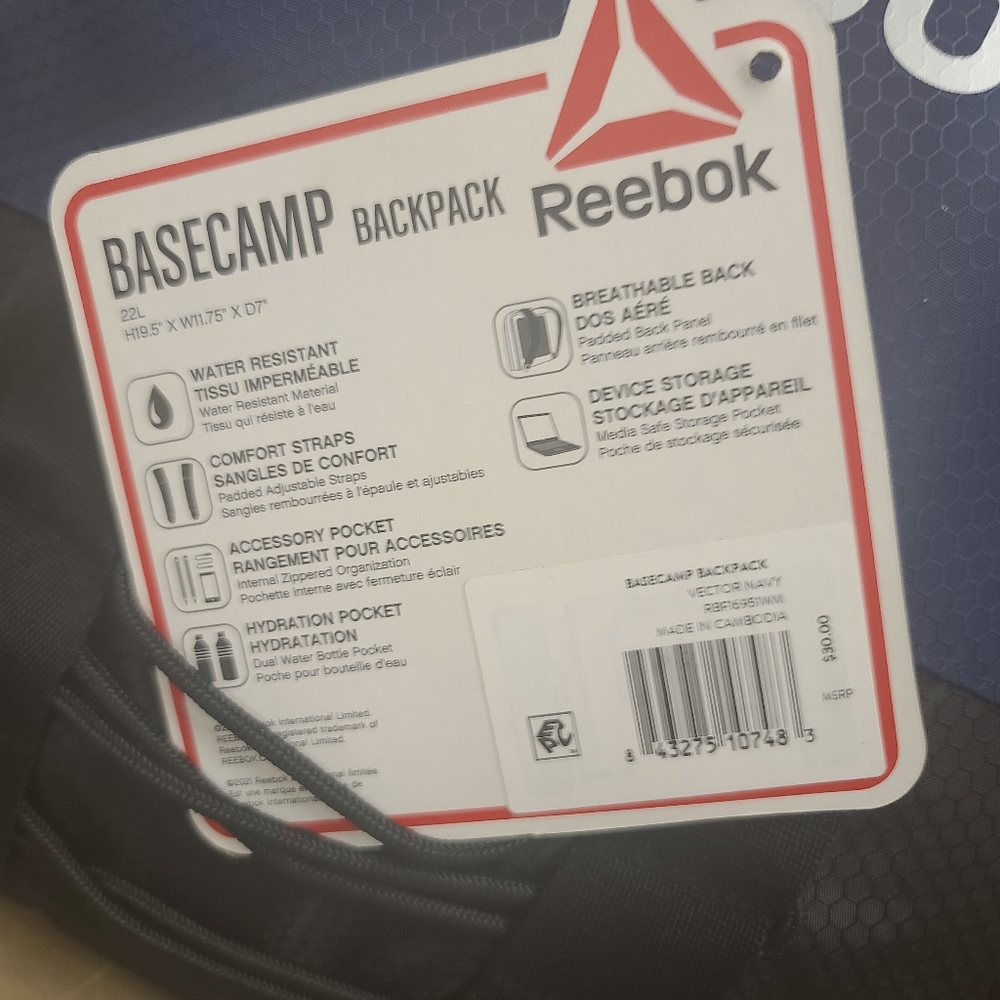 (NWT) Reebok Basecamp Backpack - Picture 6 of 7
